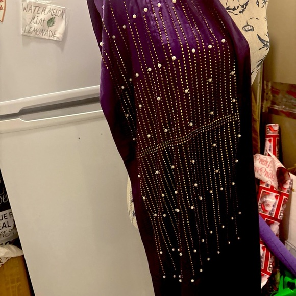 VTG Beaded & Stoned Scarf Wrap Bead Detailing Rhinestone - Picture 1 of 7